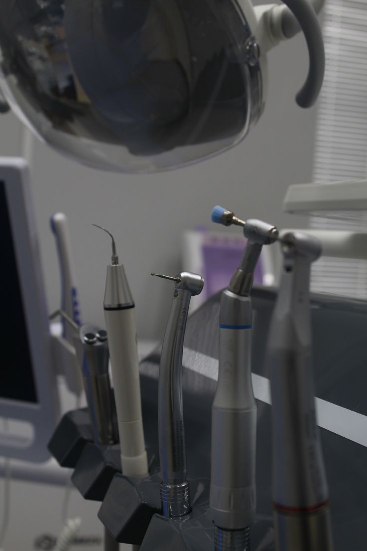 Modern dental instruments and equipment in clinic